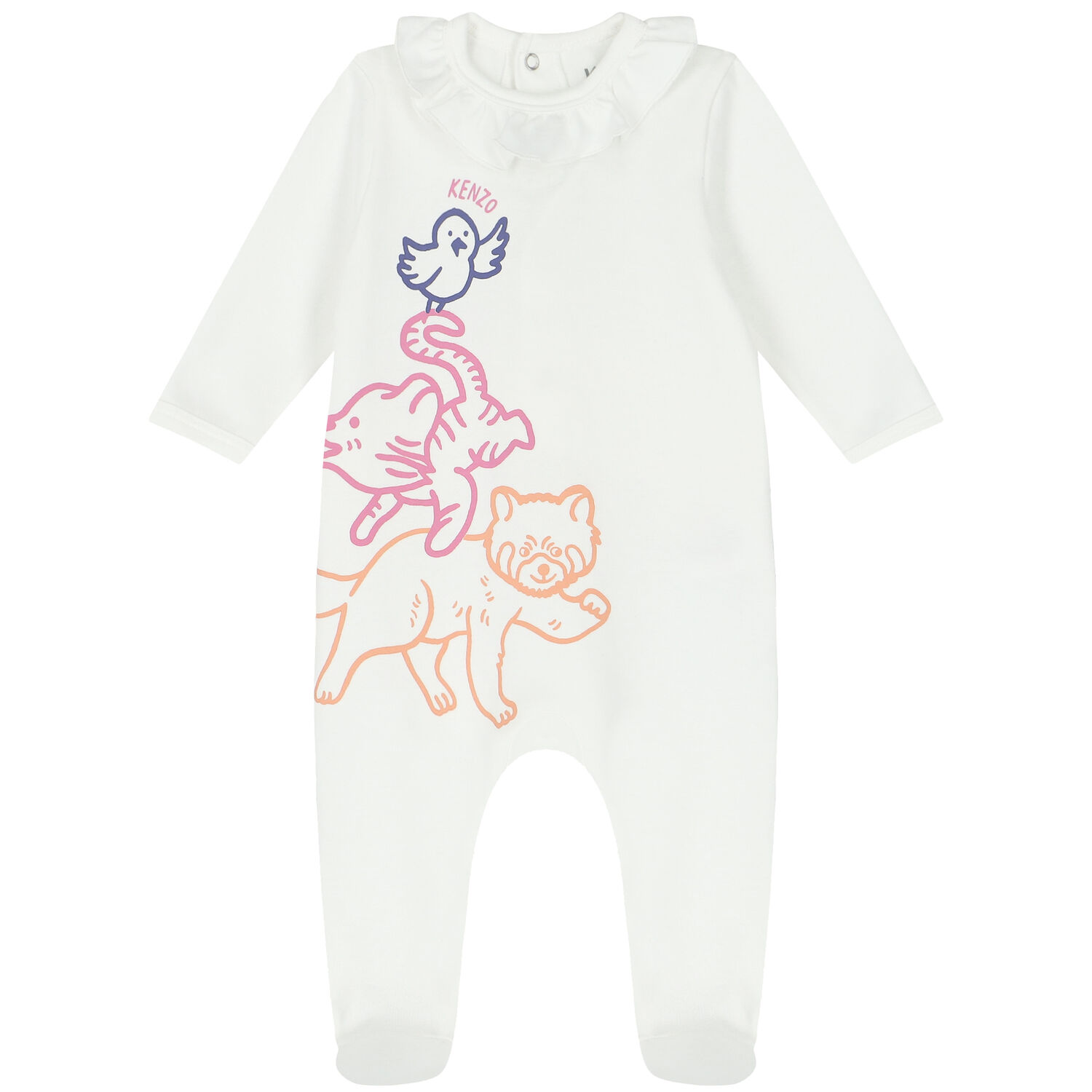 Baby Girls Ivory Logo Babygrow, 1, hi-res